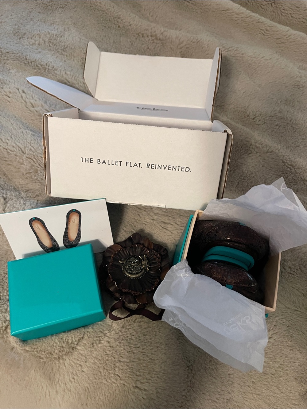 NEW Drago Ember Tieks - size 7 - never touched NIB Brown Sparkle
